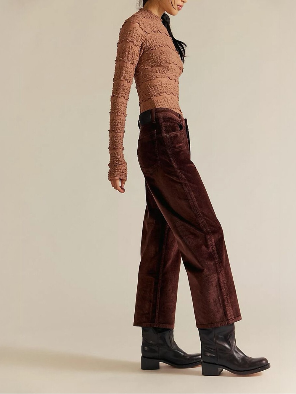 NWT Free People We The Free Deep Trance Cord Pant Chocolate Brown Size 29 - Picture 3 of 7